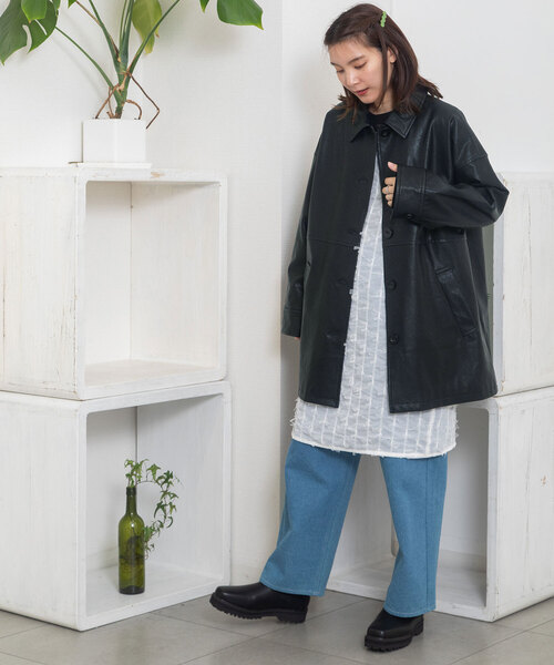 POU DOU DOU(プードゥドゥ)の「フェイクレザージャケット(その他アウター・レディース・ブラック/ライトグレー・M)」の20枚目の写真