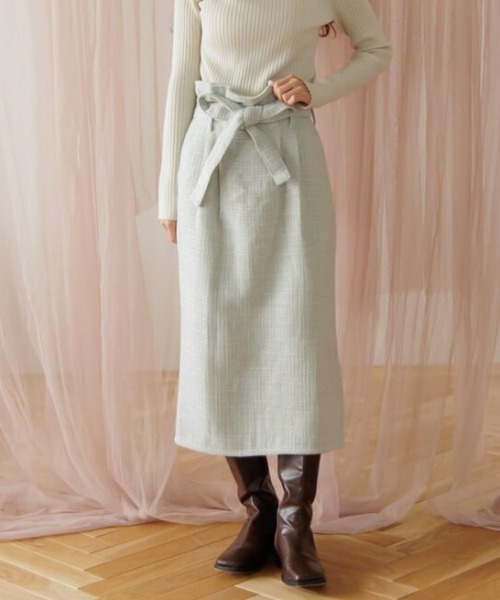 flower（フラワー）の「シャイニーツイードスカート（スカート・レディース・ミント/ピンク・FREE）」の2枚目の写真