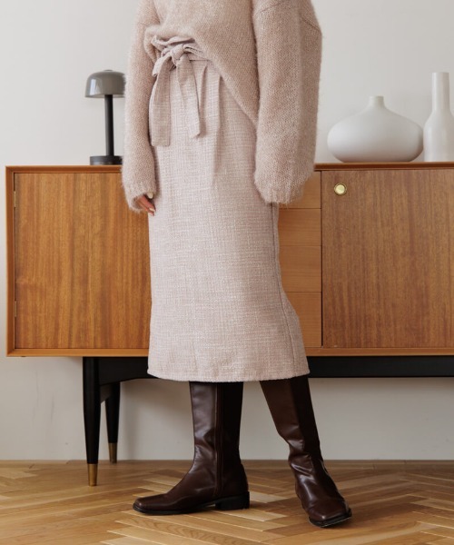 flower（フラワー）の「シャイニーツイードスカート（スカート・レディース・ミント/ピンク・FREE）」の3枚目の写真