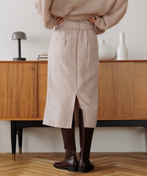 flower（フラワー）の「シャイニーツイードスカート（スカート・レディース・ミント/ピンク・FREE）」の4枚目の写真