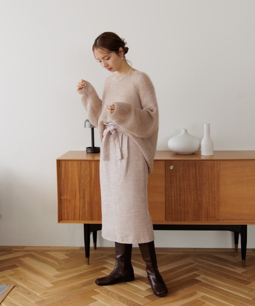 flower（フラワー）の「シャイニーツイードスカート（スカート・レディース・ミント/ピンク・FREE）」の7枚目の写真