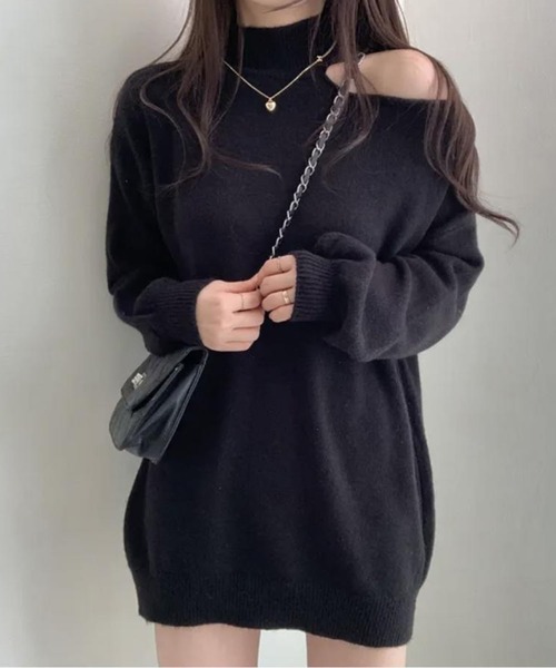 GLAMOROUS JANE(グラマラスジェーン)の「ワンショルカットアウトハイネックニットトップス(ニット/セーター・レディース・グレー/オフホワイト/ブラック・FREE)」の14枚目の写真