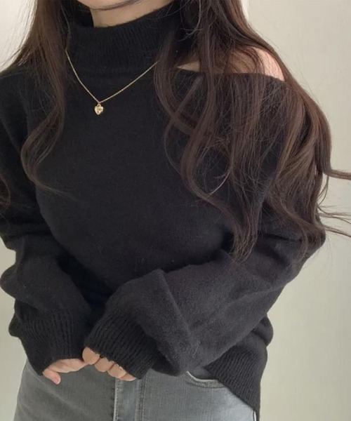 GLAMOROUS JANE(グラマラスジェーン)の「ワンショルカットアウトハイネックニットトップス(ニット/セーター・レディース・グレー/オフホワイト/ブラック・FREE)」の17枚目の写真