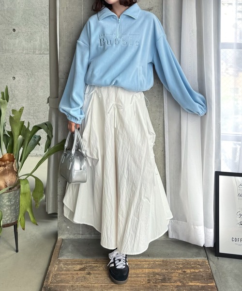 clear（クリア）の「ハーフジップフリーストップス ≪2024AW新作≫（シャツ/ブラウス・レディース・グレー/オフホワイト/サックスブルー・F）」の5枚目の写真