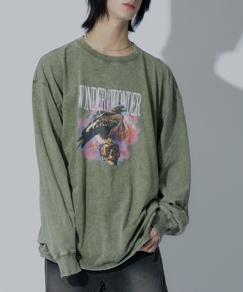 WONDER OF WANDER(ワンダーオブワンダー)の「Graphic L/S TEE C(Tシャツ/カットソー・メンズ・グリーン/ブラック・XL/L/M)」の1枚目の写真