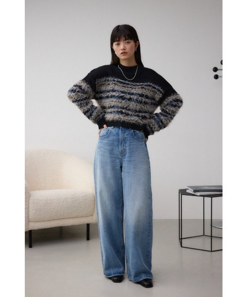 AZUL by moussy(アズールバイマウジー)の「ランダムボーダーシャギーニット(ニット/セーター・レディース・ブラック系その他/ブラウン系その他・FREE)」の5枚目の写真