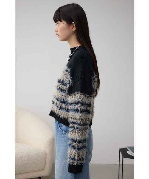 AZUL by moussy(アズールバイマウジー)の「ランダムボーダーシャギーニット(ニット/セーター・レディース・ブラック系その他/ブラウン系その他・FREE)」の7枚目の写真