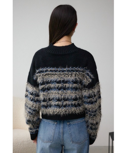 AZUL by moussy(アズールバイマウジー)の「ランダムボーダーシャギーニット(ニット/セーター・レディース・ブラック系その他/ブラウン系その他・FREE)」の8枚目の写真