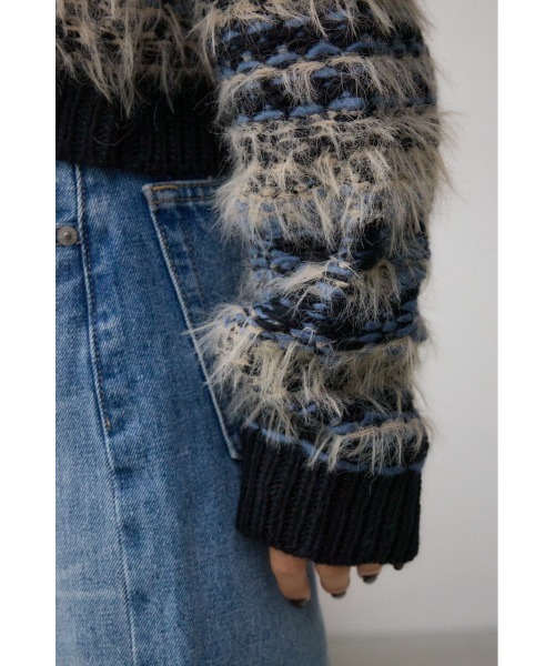 AZUL by moussy(アズールバイマウジー)の「ランダムボーダーシャギーニット(ニット/セーター・レディース・ブラック系その他/ブラウン系その他・FREE)」の11枚目の写真