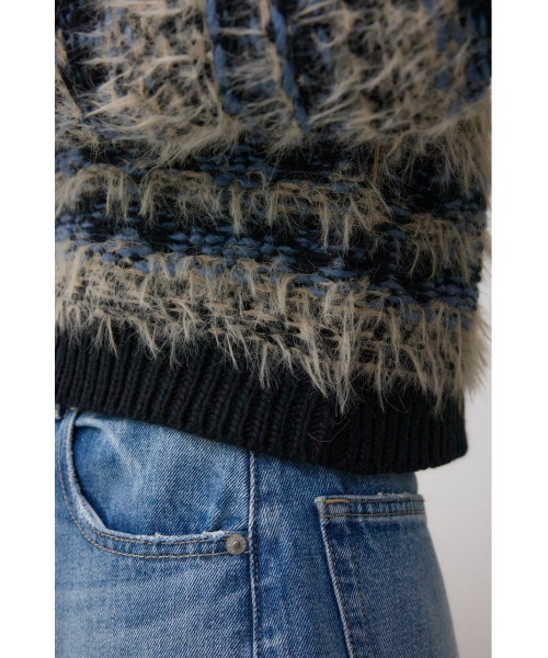 AZUL by moussy(アズールバイマウジー)の「ランダムボーダーシャギーニット(ニット/セーター・レディース・ブラック系その他/ブラウン系その他・FREE)」の12枚目の写真