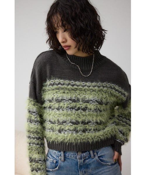 AZUL by moussy(アズールバイマウジー)の「ランダムボーダーシャギーニット(ニット/セーター・レディース・ブラック系その他/ブラウン系その他・FREE)」の15枚目の写真