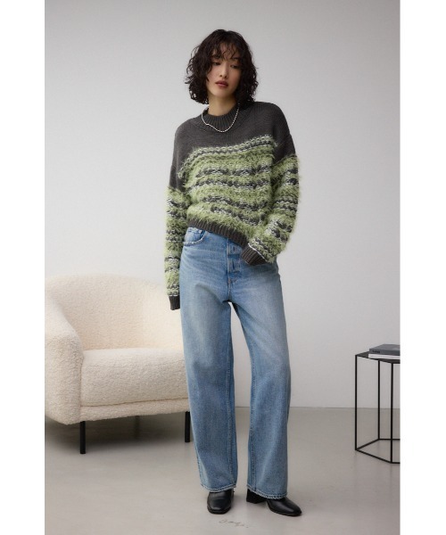 AZUL by moussy(アズールバイマウジー)の「ランダムボーダーシャギーニット(ニット/セーター・レディース・ブラック系その他/ブラウン系その他・FREE)」の16枚目の写真