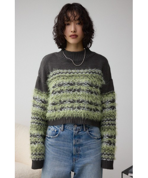 AZUL by moussy(アズールバイマウジー)の「ランダムボーダーシャギーニット(ニット/セーター・レディース・ブラック系その他/ブラウン系その他・FREE)」の17枚目の写真