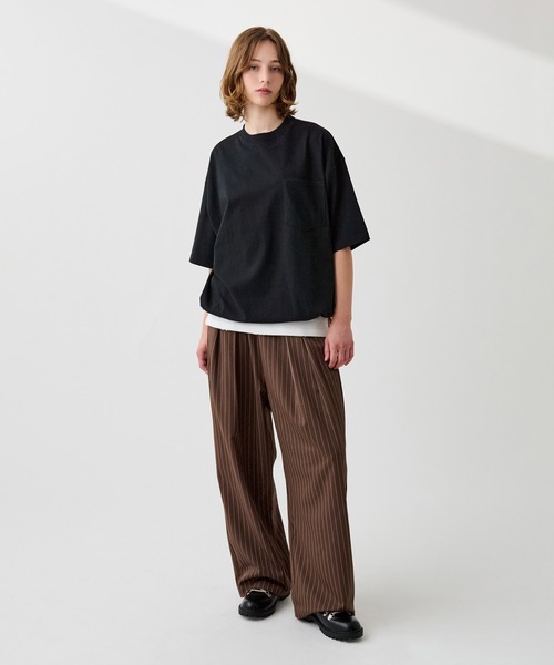 サノバチーズ　スラックス　XL　ストライプ　ネイビー　ウール100 B＆T CLUB (ビーアンドティークラブ) JAPAN FABRIC ウール混