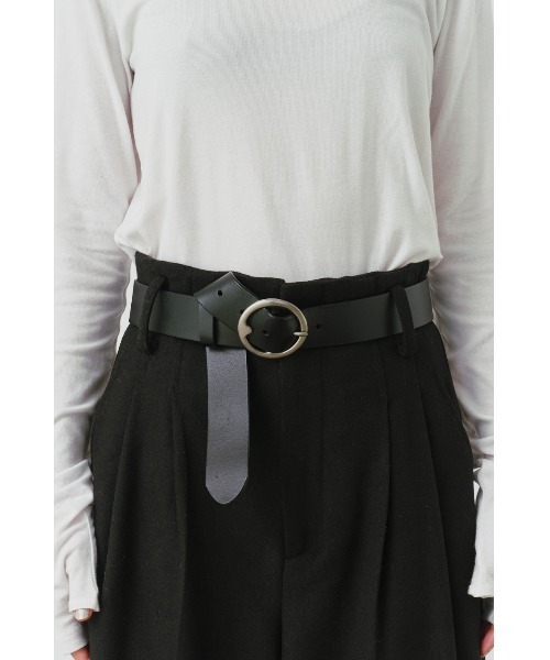 ALEXIA STAM（アリシアスタン）の「Round Buckle Leather Wide Belt/ラウンドバックルベルト（ベルト・レディース・ブラック/ブラウン・FREE）」の2枚目の写真