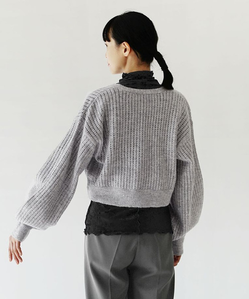 e-zakkamania stores（イーザッカマニアストアーズ）の「スパンコールラメ メッシュニット ジップカーディガン（ニット/セーター・レディース・ライトグレー/アイボリー・M）」の15枚目の写真