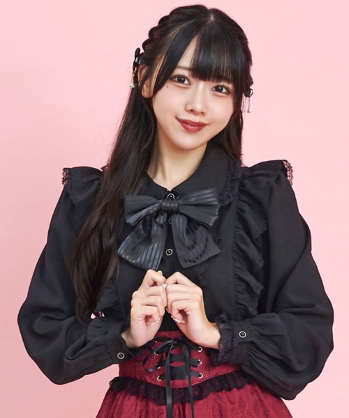 Secret Honey（シークレットハニー）の「ラッフル×フリルブラウス（シャツ/ブラウス・レディース・オフホワイト/ブラック・MEDIUM）」の2枚目の写真