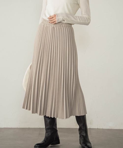ketty cherie（ケティシェリー）の「ピーチアコーディオンプリーツスカート（スカート・レディース・ベージュ/チャコールグレー・M）」の2枚目の写真