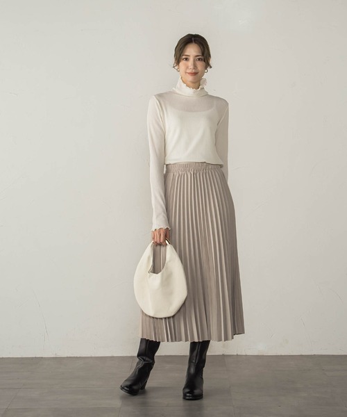 ketty cherie（ケティシェリー）の「ピーチアコーディオンプリーツスカート（スカート・レディース・ベージュ/チャコールグレー・M）」の9枚目の写真