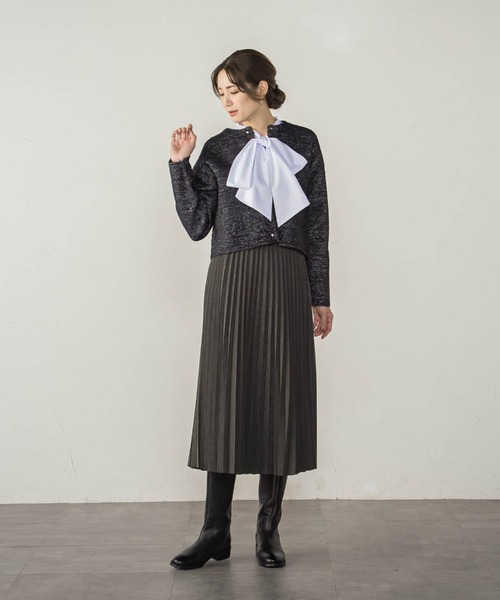 ketty cherie（ケティシェリー）の「ピーチアコーディオンプリーツスカート（スカート・レディース・ベージュ/チャコールグレー・M）」の5枚目の写真