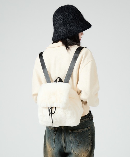 Chick(チック)の「Animal Pattern Fake Fur Backpack / フェイクファー バックパック(バックパック/リュック・レディース・アイボリー/ブラック/アニマル・FREE)」の7枚目の写真