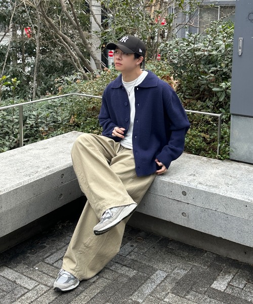 ADAMASTE（アダマスト）の「【ADAMASTE SELECT】polo knit cardigan - ポロニットカーディガン（カーディガン/ボレロ・メンズ・グレー/ブルー・MEDIUM/LARGE）」の16枚目の写真