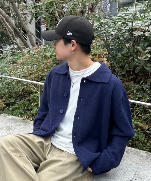 ADAMASTE（アダマスト）の「【ADAMASTE SELECT】polo knit cardigan - ポロニットカーディガン（カーディガン/ボレロ・メンズ・グレー/ブルー・MEDIUM/LARGE）」の11枚目の写真