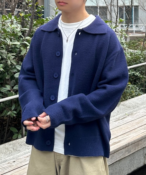 ADAMASTE（アダマスト）の「【ADAMASTE SELECT】polo knit cardigan - ポロニットカーディガン（カーディガン/ボレロ・メンズ・グレー/ブルー・MEDIUM/LARGE）」の10枚目の写真