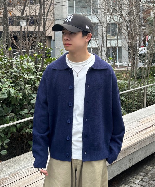 ADAMASTE（アダマスト）の「【ADAMASTE SELECT】polo knit cardigan - ポロニットカーディガン（カーディガン/ボレロ・メンズ・グレー/ブルー・MEDIUM/LARGE）」の12枚目の写真