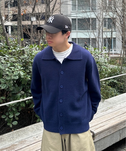 ADAMASTE（アダマスト）の「【ADAMASTE SELECT】polo knit cardigan - ポロニットカーディガン（カーディガン/ボレロ・メンズ・グレー/ブルー・MEDIUM/LARGE）」の13枚目の写真