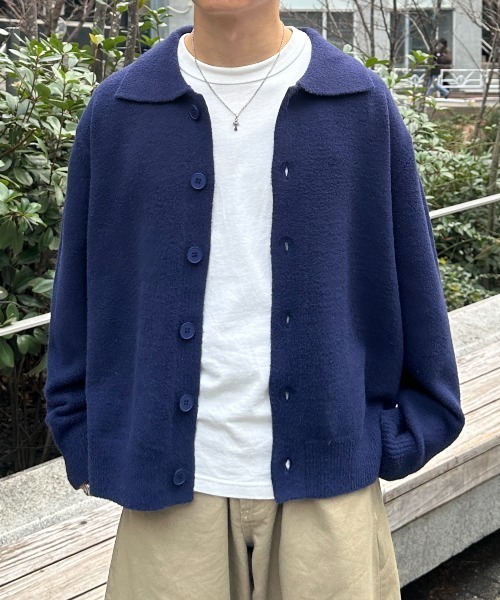 ADAMASTE（アダマスト）の「【ADAMASTE SELECT】polo knit cardigan - ポロニットカーディガン（カーディガン/ボレロ・メンズ・グレー/ブルー・MEDIUM/LARGE）」の9枚目の写真