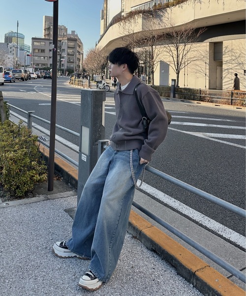 ADAMASTE（アダマスト）の「【ADAMASTE SELECT】polo knit cardigan - ポロニットカーディガン（カーディガン/ボレロ・メンズ・グレー/ブルー・MEDIUM/LARGE）」の7枚目の写真