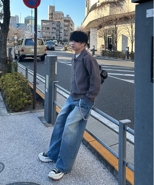 ADAMASTE（アダマスト）の「【ADAMASTE SELECT】polo knit cardigan - ポロニットカーディガン（カーディガン/ボレロ・メンズ・グレー/ブルー・MEDIUM/LARGE）」の8枚目の写真