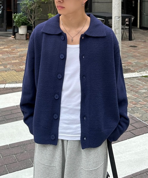 ADAMASTE（アダマスト）の「【ADAMASTE SELECT】polo knit cardigan - ポロニットカーディガン（カーディガン/ボレロ・メンズ・グレー/ブルー・MEDIUM/LARGE）」の14枚目の写真