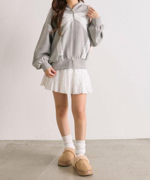 OLIVE des OLIVE(オリーブデオリーブ)の「リボンレースZIPパーカー(Tシャツ/カットソー・レディース・トップグレー/サックスブルー/オフホワイト・FREE)」の20枚目の写真