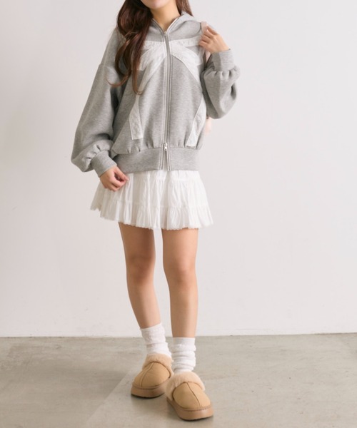 OLIVE des OLIVE(オリーブデオリーブ)の「リボンレースZIPパーカー(Tシャツ/カットソー・レディース・トップグレー/サックスブルー/オフホワイト・FREE)」の14枚目の写真