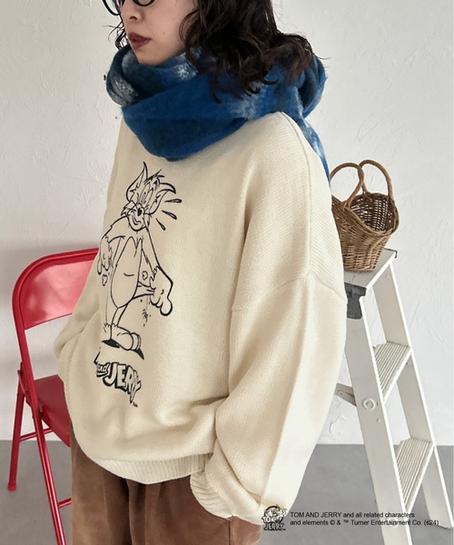kutir（クティール）の「【トムとジェリー/Tom and Jerry】フロントデザインニット（ニット/セーター・レディース・ボルドー/アイボリー/ブラウン/ネイビー・FREE）」の21枚目の写真