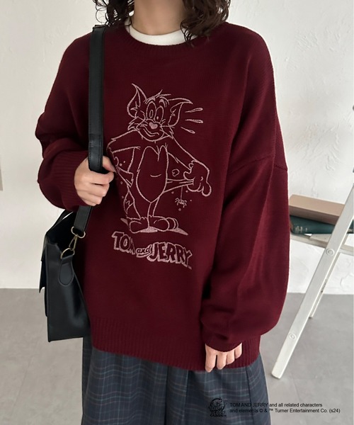 kutir（クティール）の「【トムとジェリー/Tom and Jerry】フロントデザインニット（ニット/セーター・レディース・ボルドー/アイボリー/ブラウン/ネイビー・FREE）」の15枚目の写真