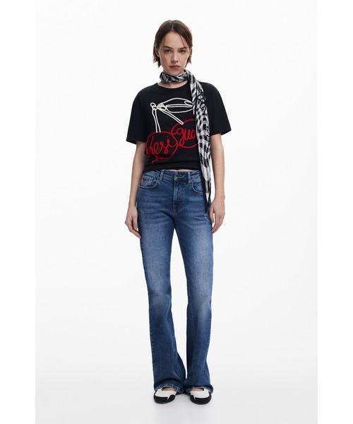 Desigual（デシグアル）の「TSCHERRIES チェリーアウトライン Tシャツ（Tシャツ/カットソー・レディース・ブラック・XS/S/M/L/XL）」の2枚目の写真