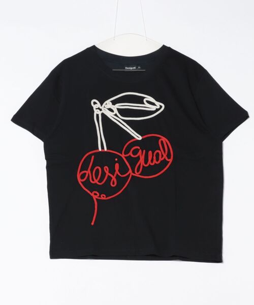 Desigual（デシグアル）の「TSCHERRIES チェリーアウトライン Tシャツ（Tシャツ/カットソー・レディース・ブラック・XS/S/M/L/XL）」の5枚目の写真