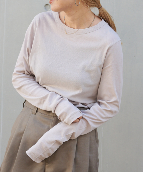 OUTDOOR PRODUCTS(アウトドアプロダクツ)の「追加2 シアーリブルーズロンTEE(Tシャツ/カットソー・レディース・チャコールグレー/ライトブルー/ホワイト/ライトグレー・FREE)」の3枚目の写真