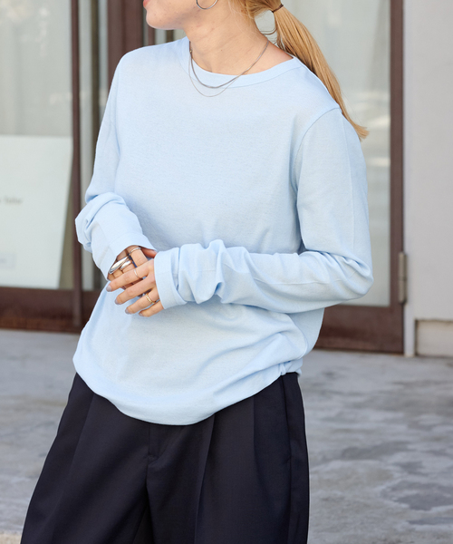 OUTDOOR PRODUCTS(アウトドアプロダクツ)の「追加2 シアーリブルーズロンTEE(Tシャツ/カットソー・レディース・チャコールグレー/ライトブルー/ホワイト/ライトグレー・FREE)」の18枚目の写真