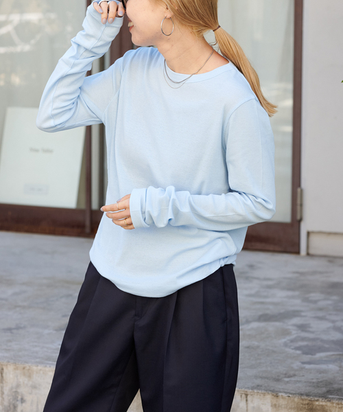 OUTDOOR PRODUCTS(アウトドアプロダクツ)の「追加2 シアーリブルーズロンTEE(Tシャツ/カットソー・レディース・チャコールグレー/ライトブルー/ホワイト/ライトグレー・FREE)」の20枚目の写真