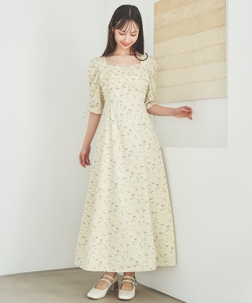 31 Sons de mode（トランテアン　ソン　ドゥ　モード）の「フロントギャザーフラワーワンピース（ワンピース・レディース・オフホワイト/ブラック/イエロー・38/36）」の19枚目の写真