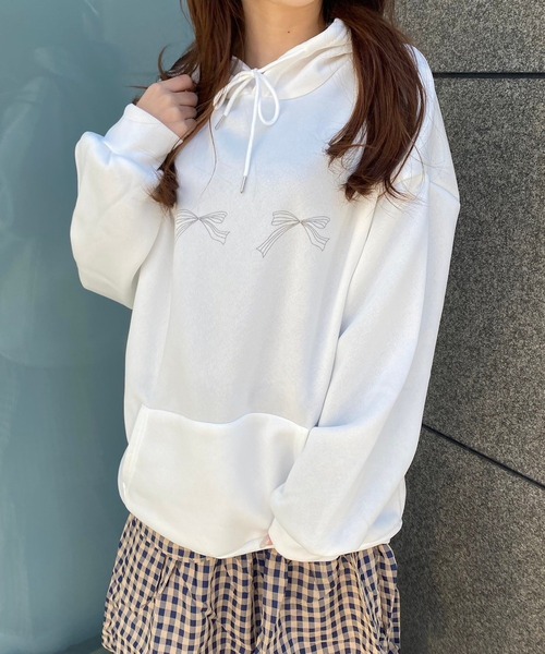 merrylatte(メリーラテ)の「ダブルリボンパーカー(パーカー・レディース・ホワイト・LARGE)」の1枚目の写真