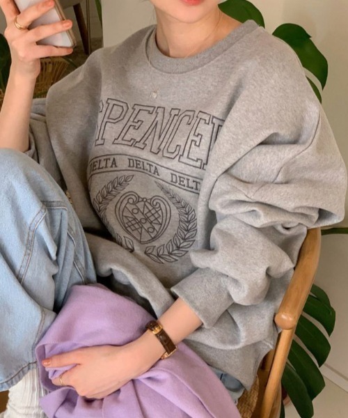 AMELY(エミリー)の「裏起毛スウェット(スウェット・レディース・オートミール/ブラック/グレー・フリー)」の2枚目の写真