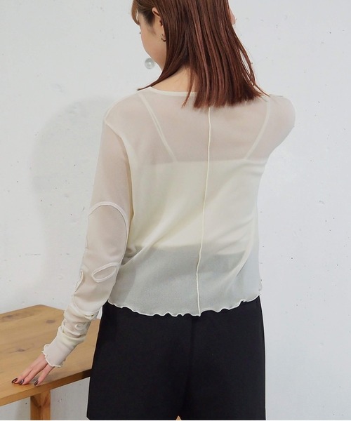 tiptop(ティップトップ)の「コード刺繍シアーロンT(Tシャツ/カットソー・レディース・ブラック/アイボリー/チャコールグレー・FREE)」の10枚目の写真