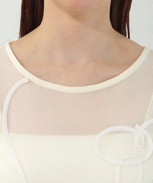tiptop(ティップトップ)の「コード刺繍シアーロンT(Tシャツ/カットソー・レディース・ブラック/アイボリー/チャコールグレー・FREE)」の13枚目の写真