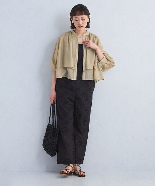 green label relaxing(グリーンレーベルリラクシング)の「ポコポコ シアー クロップド ブラウス(シャツ/ブラウス・レディース・ブラック/ホワイト/ベージュ・FREE)」の12枚目の写真