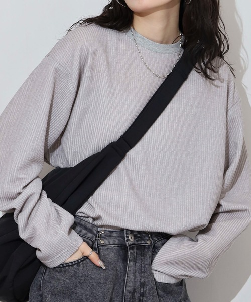 FUNALIVE(ファンアライブ)の「Rib knit long sleeve T-shirt / 畔編み長袖Tシャツ unisex(Tシャツ/カットソー・メンズ・ブラック/グレー/ブルー/ホワイト/ベージュ・M/XL/L)」の3枚目の写真